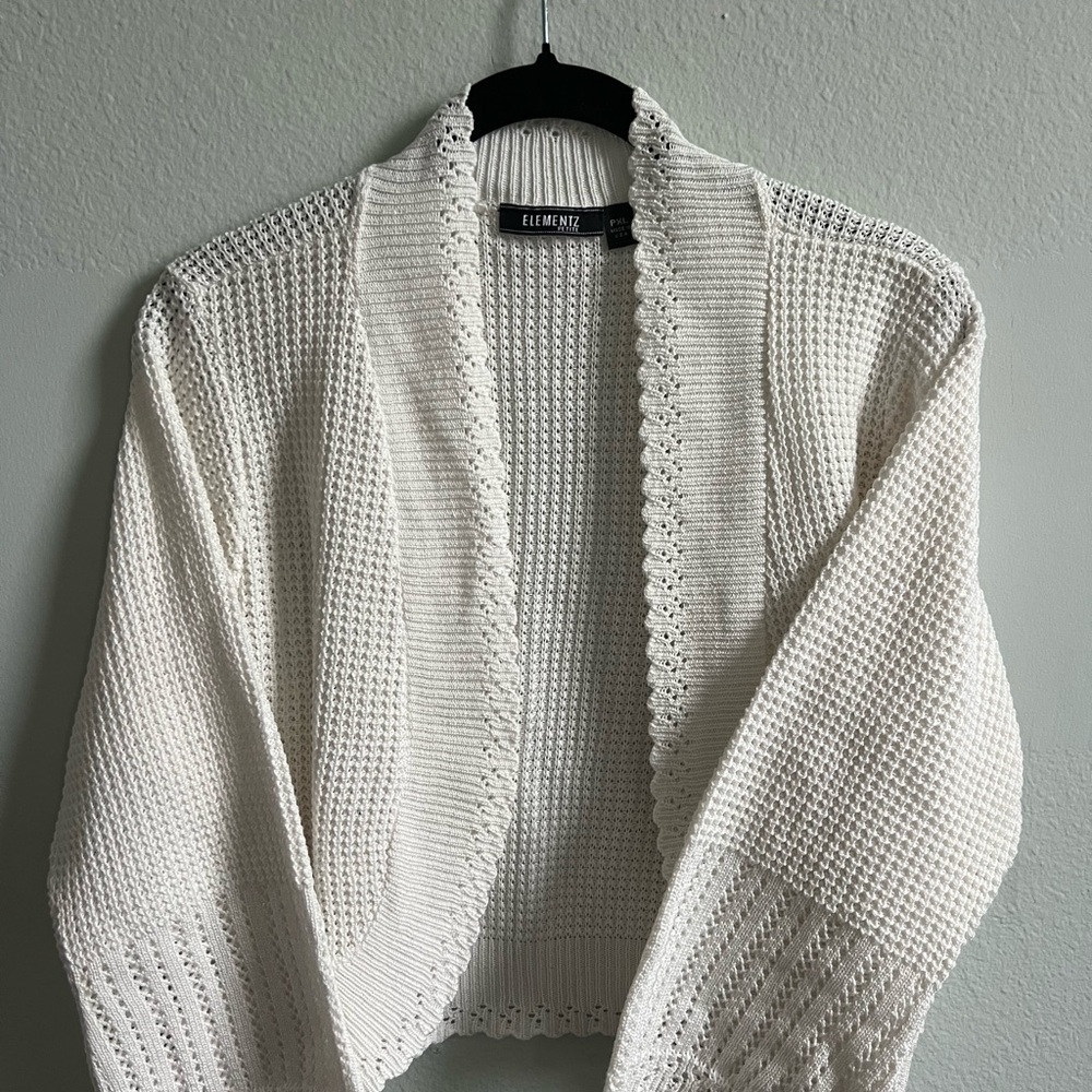 Elementz Women's white Open-Front Cardigan